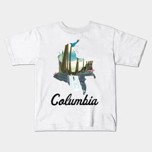 Colombia map travel poster Kids T-Shirt